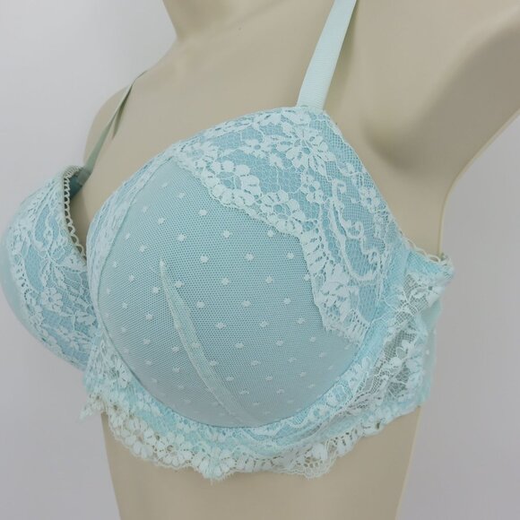 Victorias Secret 36D Dream Angels Lined Demi Blue Floral Lace Bra Underwire - Picture 4 of 16
